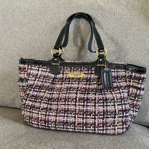 Coach H1271-F20025 Multi Color Tweed Patent Leather Gallery Shoulder Bag Purse